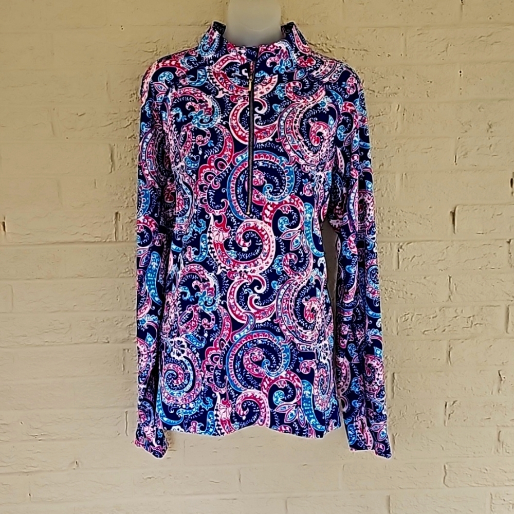Crown & Ivy Paisley Popover 1/4 Zip - Lilly Pulitzer vibes
